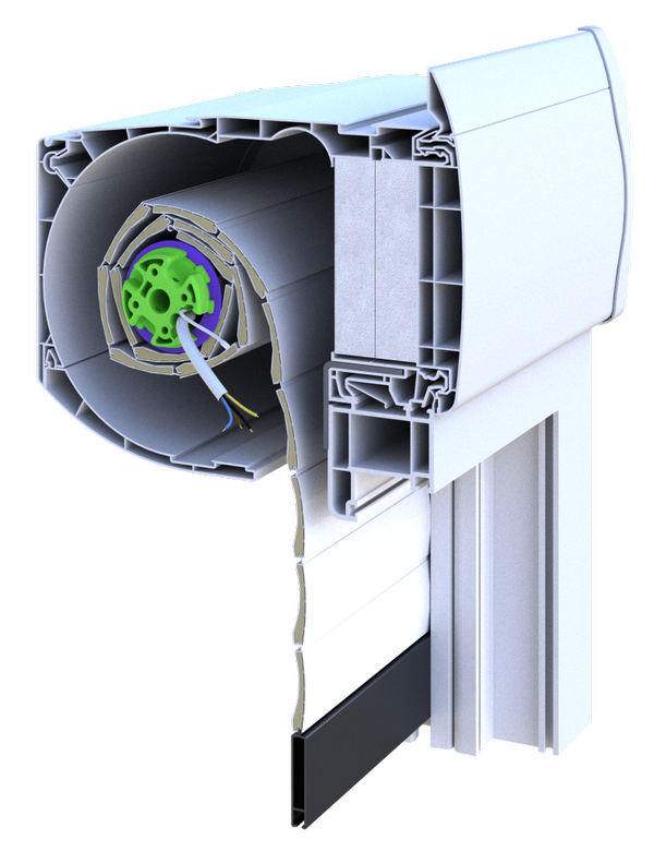Coupe d'une volet roulant CRX
