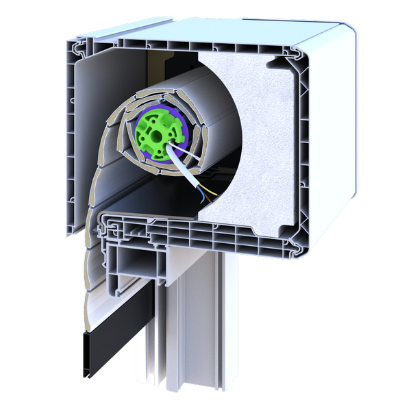 Coupe d'une volet roulant storbox
